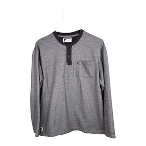 MuskOx Shirt Mens Large Gray Henley Long Sleeve Chest Pocket Outdoor